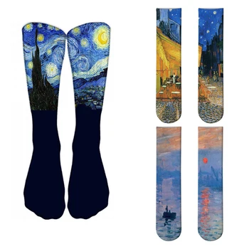 Световно Известни Чорапи, Рисувани С Маслена За Унисекс Звездна Нощ Моне Художествен Чорап 