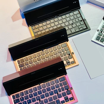 Сгъваема преносима клавиатура от алуминиева сплав, малка клавиатура, лека, пыленепроницаемая, съвместима с Bluetooth за универсален tablet телефон