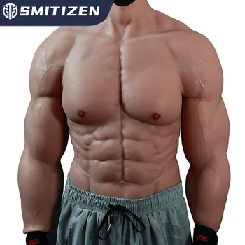 Силиконов мускульный костюм Smitizen за косплеера с ръка, мъжки фалшива гърдите, фалшив корем, мъжко реалистично боди, имитирующее кожата