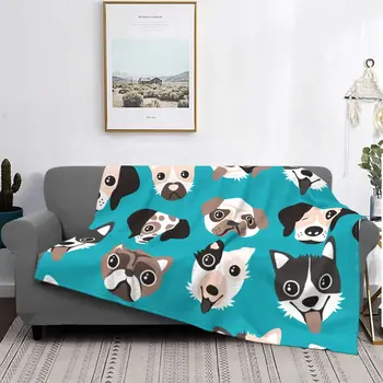 Синьо кученце, ретро-домашен любимец, далматинци, мопс, английски булдог, фланелевое плюшевое одеяло за любителите на кучета, одеало за легло, количка, супер мек калъф