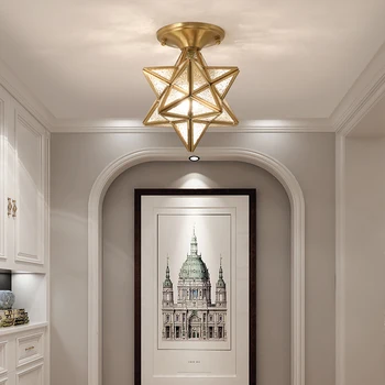 Скандинавски led лампа за преминаване на хлебна мед, обикновена лампа, луксозна съвременна обстановка, висококачествени домакински лампа, за да влезете в коридор, тавана лампа във формата на звезда