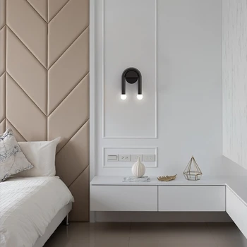 Скандинавски led монтиран на стената лампа, модерен обикновен черен лампа, креативна Хол, нощно шкафче за баня, начало декор, стенни лампи, лампа