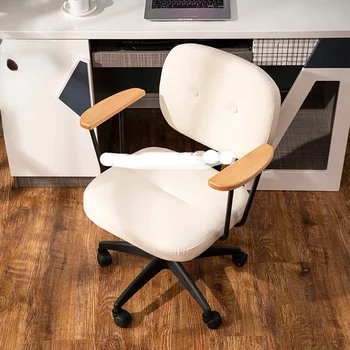 Скандинавски компютърен стол със стоманени крака, домашен офис стол в стил ретро, удобно работно бюро за дълго сядане, въртящ се стол за обучение, мебели