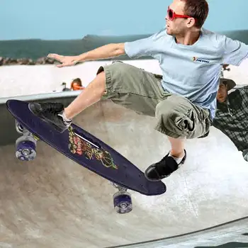 Скейтборд с един коромыслом, 4 колела, портативна дъска за каране на скейтборд, камиони, дъска за дребни риби, полиуретан, мигащи колело, рисуване на пренос на вода
