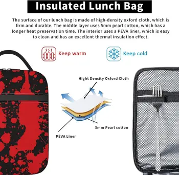 Случайна чанта за обяд с ужасни червени пръски кръв, за многократна употреба обяд-бокс, преносим чанта за обяд за жени и мъже, обяд-бокс на тема Хелоуин