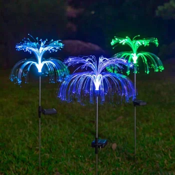 Слънчеви светлини във формата на медузи, 7 цвята, слънчев градински лампа, външни соларни лампи, водоустойчив вътрешен двор, прожектор за декор на градина, лампа с цветя