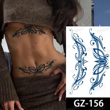 Сок Водоустойчиви стикери с татуировки Секси временни татуировки цветя тотемные татуировки за жени на боди арт, устойчиви лъскави фалшиви татуировки за мъже