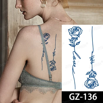 Сок Водоустойчиви стикери с татуировки Секси временни татуировки цветя тотемные татуировки за жени на боди арт, устойчиви лъскави фалшиви татуировки за мъже