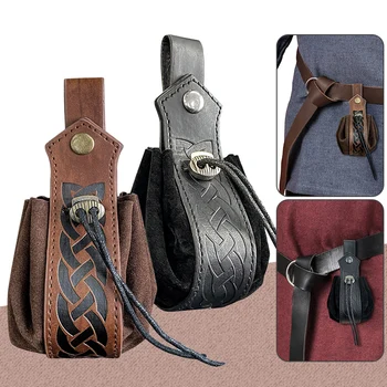 Средновековна поясная чанта Ренесансов Викинг Рицар Пират Cosplay от изкуствена кожа джобен калъф чанта Ретро аксесоар за cosplay