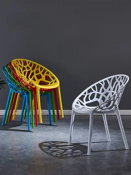 Столове за трапезария в хола от пластмаса полипропилен, стол за скандинавски мебели, съвременен дом столче за почивка с облегалка, кухненски столове