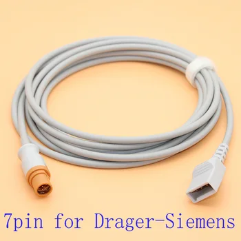 Съвместим Drager-Siemens SC 6000/7000/9000, автоматична кабел на сензора IBP на щата Юта и еднократна сензор за налягане, 7-пинов кабел IBP.