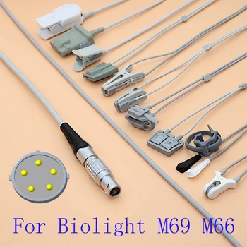 Съвместим кабел на сензора Biolight M66 M69 Spo2 за възрастни/деца/детски/новородени/ветеринарните, кабел на сензора 3M Lemo 5 ПЕНСА FGG.1Б.