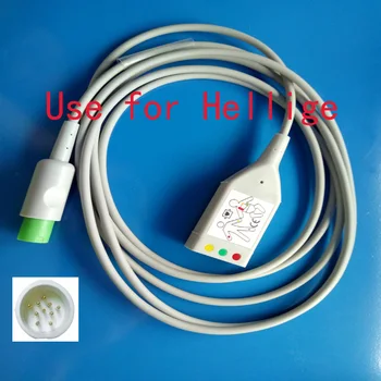 Съвместими с апарат за ЕКГ апарати Hellige, кабел за ЕКГ с 3 пина, маркиране на АНА и IEC приложен, се използва за Philips (HP) leadwire, Hellige 10pin.