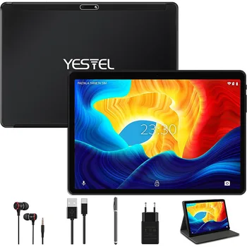 Таблет Yestel X7 10 Инча Восьмиядерный 4 + 64 GB TF 1 TB 8000 ма Tablet PC IPS 800x1280 HD Bluetooth, 5 Mp + 8 Mp Черен таблет Android 12