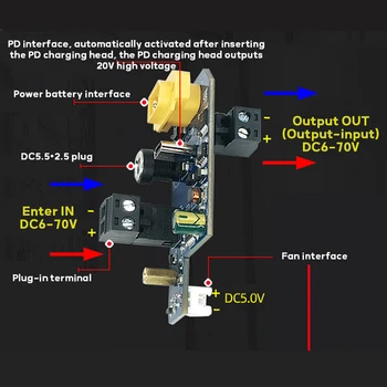 Такса за управление задвижване на вентилатора за охлаждане 5 В DC6-70V Модул на захранващ блок на радиатора Поддържа Входно напрежение PD-примамки
