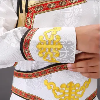 Танцов костюм малцинство мъжки традиционен китайски монголски халат за баня с ретро