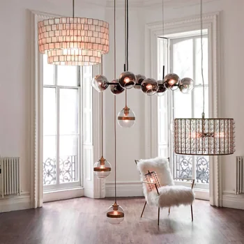Тела-полилей, модерна стъклена топка, led окачен лампа в скандинавски стил, творчески висящи лампи за дневна, кухня, спалня, домашен декор