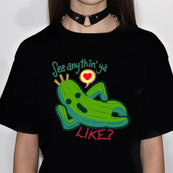 Тениска с кактусом, дамски лятна тениска с графичен дизайн, дрехи от комикси, манга за момичета 2000-те години