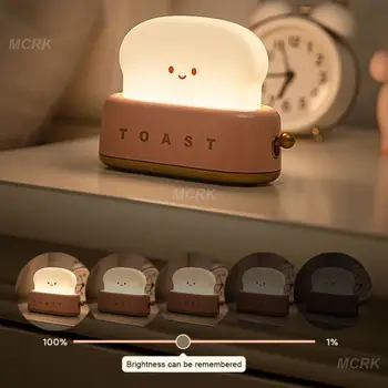 Тостер, лека нощ, творчески лека нощ с потъмняване, зареждане чрез USB, подарък лампа за деца, момичета, момичета, за всекидневната, прикроватной нощни шкафчета за спалня