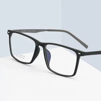 Точки от чист титан, мъжки слънчеви очила в свръхлеки TR90 рамка, очила Opticas, квадратни оптични очила
