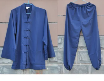 Традиционен китайски комплект дрехи Мъжки кунг-фу Ретро топ + панталони Тай-чи Дишаща униформи Hanfu