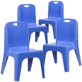 Уитни 4 опаковки син пластмасов складываемого училищния стол с дръжка за носене и височина на седалката 11 инча