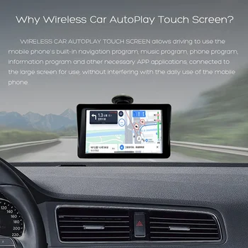 Универсален 7-инчов авто радио, мултимедиен плейър, безжичен таблет Carplay, сензорен екран и Android, Bluetooth MP5 B