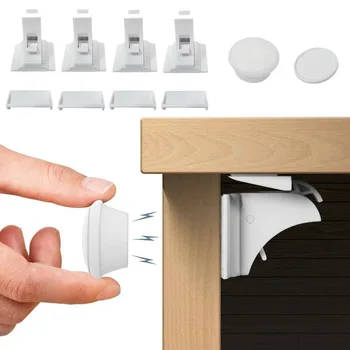 Устройство за кухненски шкафове Ключове за заключване на шкафове, Ъглови защитни устройства с Ключалка за заключване на Брави за врати кутии Детски ключалки