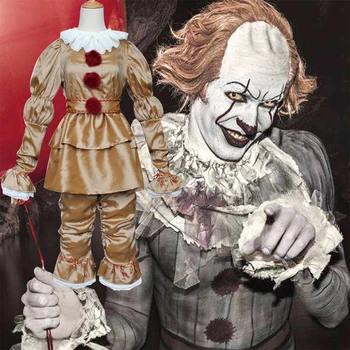 Филмът Жокер Cosplay костюм, Маска Стивън Кинг Глава на ужасите Клоун COS Яке панталони костюм на Хелоуин игра Коледни подаръци