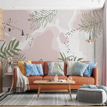 Фотообои по поръчка на 3D в скандинавски минималистичен стил, тропически растения, акварел, тъканни тапети, фонова хартия за стени