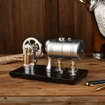 Цельнометаллическая модел на парен двигател К-005, модел голям котел с нагревателен котел, алкохолът лампа, играчка за експеримент по физика в ретро стил, подарък
