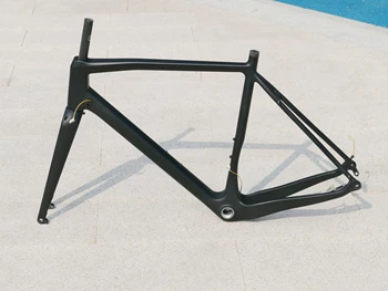 Чакъл рама чрез ос, напълно въглеродна matte чакъл рамка за велосипед с плосък стена, дисковата спирачка, пътен състезателен велосипед, чакъл рамка