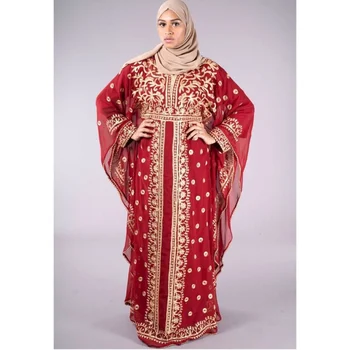 Червен нов кралския халат, африканска абайя за шаферките, расшитое мъниста дълга рокля от Дубай, европейски и американски моден тренд