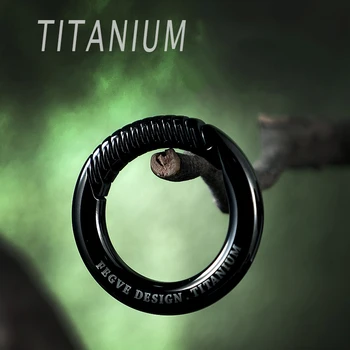 Черна обтегач от титанова сплав TC4, поясная обтегач, подвесное пръстен, за да ключове, външни дребни инструменти, аксесоари
