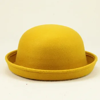 Шапка-бомбе за възрастни и деца, шапка с плосък покрив, однотонная джаз шапка от изкуствена вълна с широка периферия, дамски елегантна кръгла шапка, дамска шапка за всеки ден