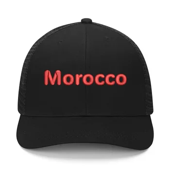 Шапка с бродерия на хартата на Мароко Мъжки дамски спортна бейзболна шапка с дишаща мрежа, летен козирка, шапки, изработени по поръчка, шапки с логото на