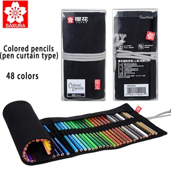 Японски цветен молив SAKURA, 48 цветна дръжка, арт боядисване, професионално ръчно рисувани, разтворима във вода молив, студентски канцеларски материали